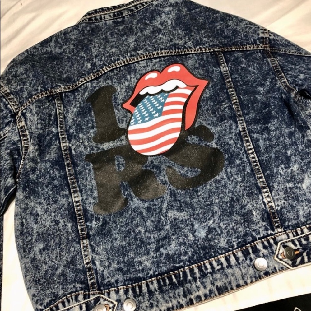 ❤️80s-sttle Rolling Stones Denim Jean Jacket — Worn Once!🎸